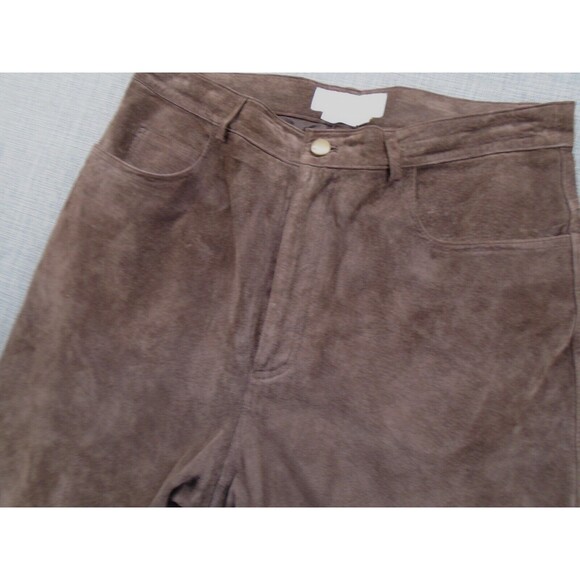 MARGARET GODFREY Suede Style 100% Leather Pants Women's 32" Waist Brown Western - Picture 8 of 16